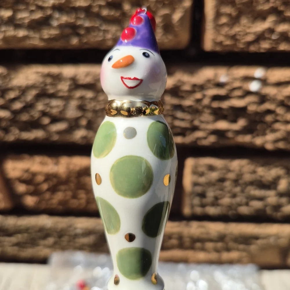 Department 56 Set of 4 Ceramic Clowns with Bells on Caps, Set of 4 Pre-owned